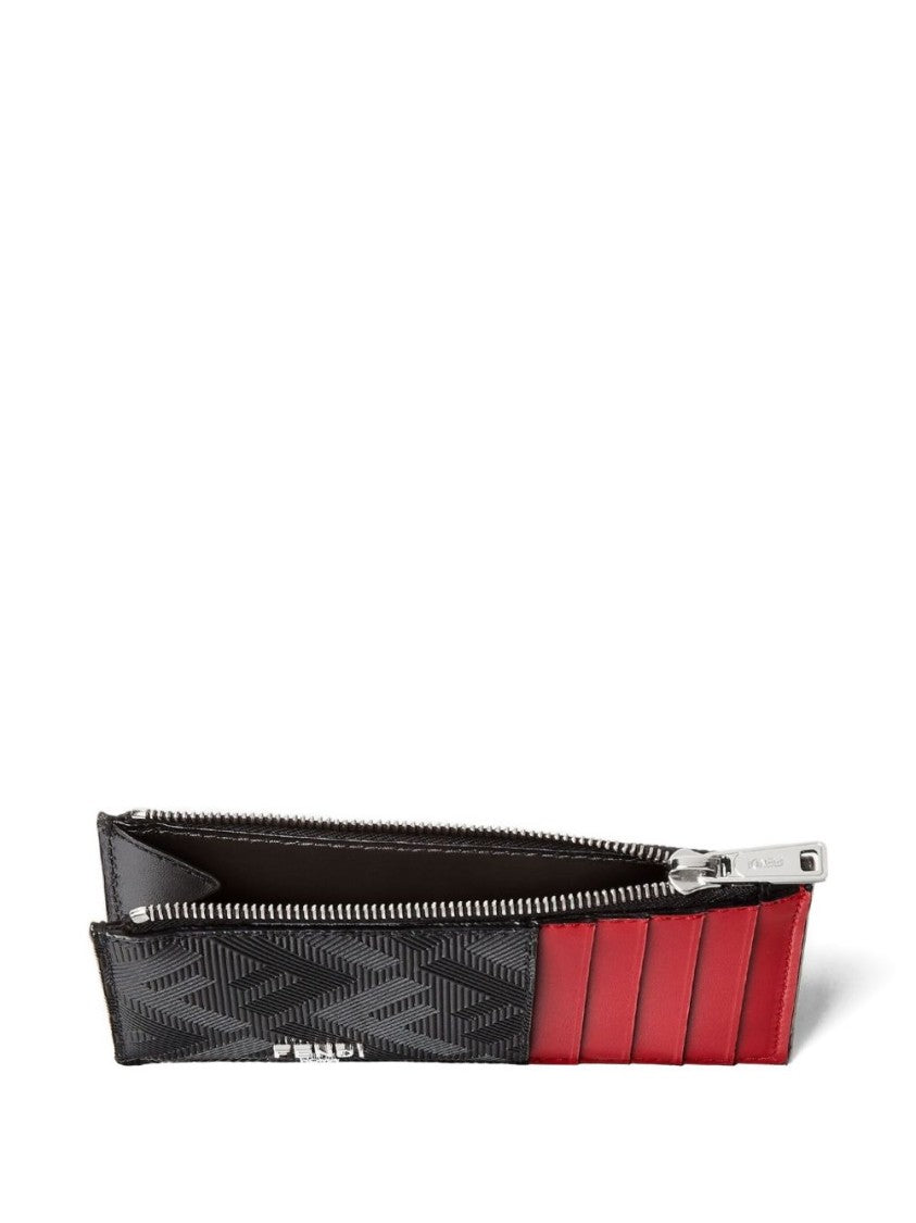 Fendi Textured Black Wallet With Geometric Design