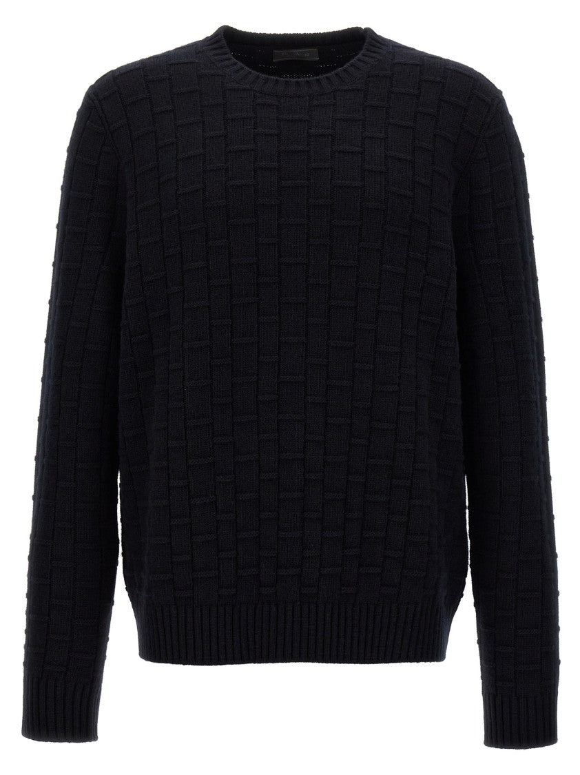 Prada Textured Crewneck Sweater In Processed Wool And Cashmere