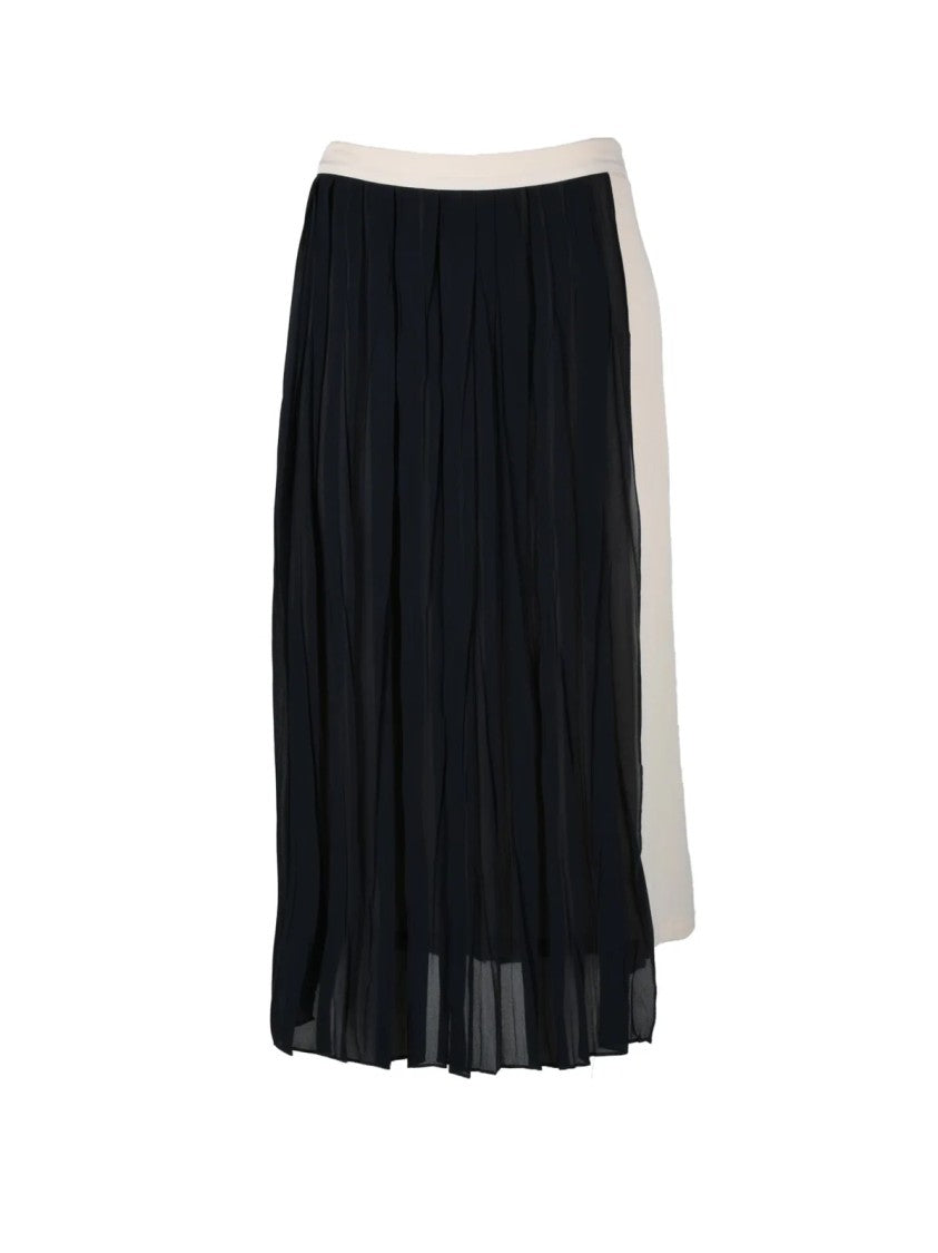 Semi Couture Blue Pleated Acetate-Silk Blend Midi Skirt