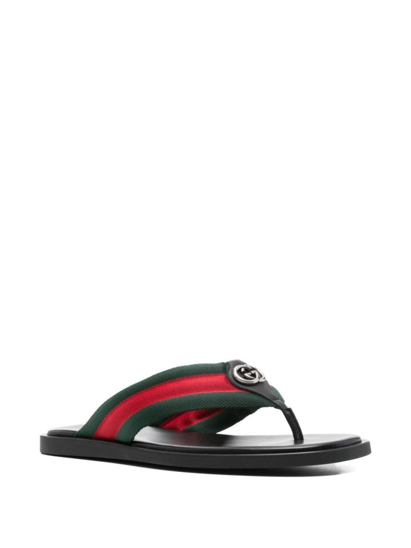 Gucci Thong-Style Flat Shoes With Metallic Logo Emblem