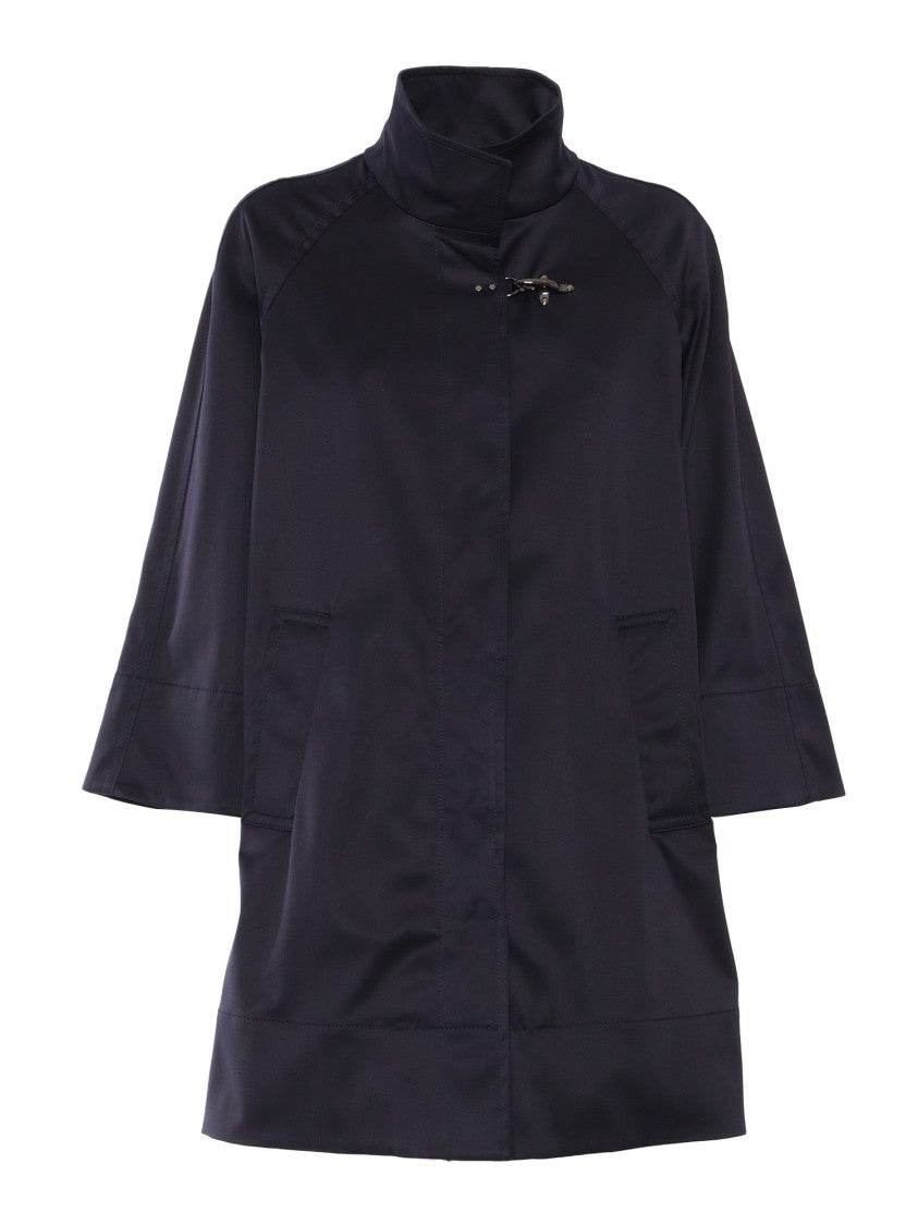 Fay Raglan Sleeve Black Coat