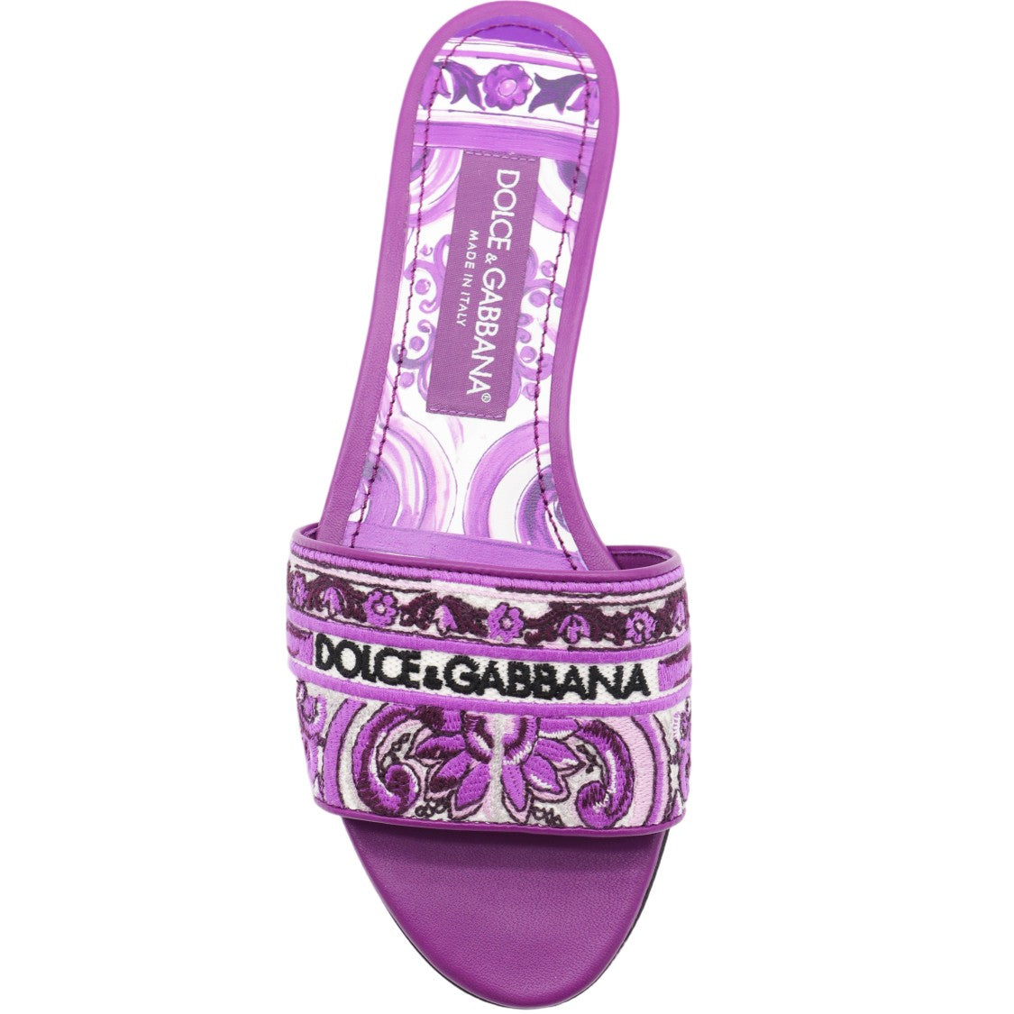 Dolce & Gabbana Floral Embroidered Purple Flat Shoes
