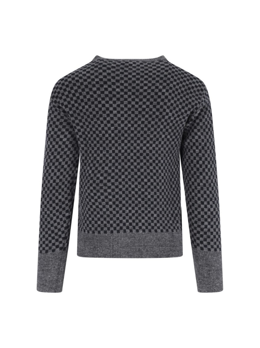 Vivienne Westwood Checkmate Grey Check Crew Neck Alpaca-Blend Sweater