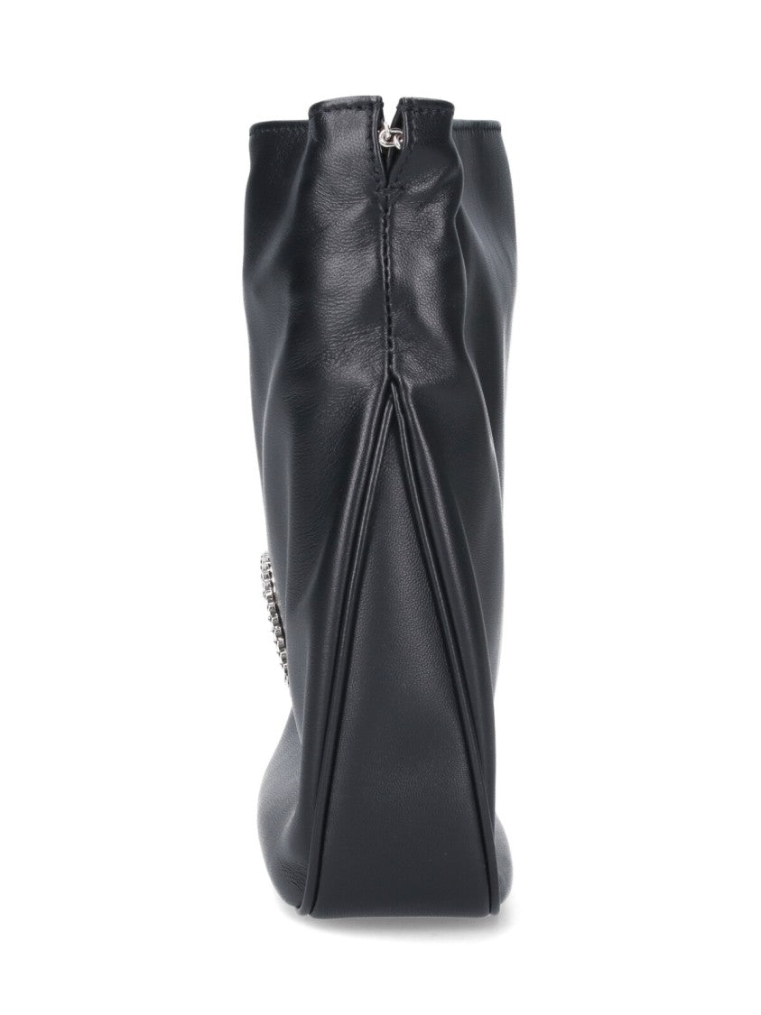 Roger Vivier Black Pilgrim Crystal Nappa Shoulder Bag