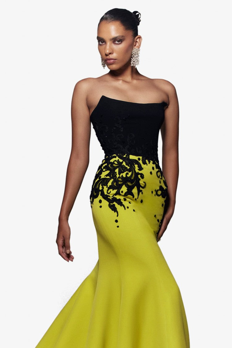 Saiid Kobeisy Crepe Mermaid Dress With Embroidery