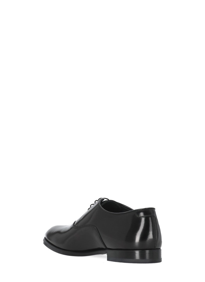 Doucal's Black Smooth Leather Lace-Up Shoes