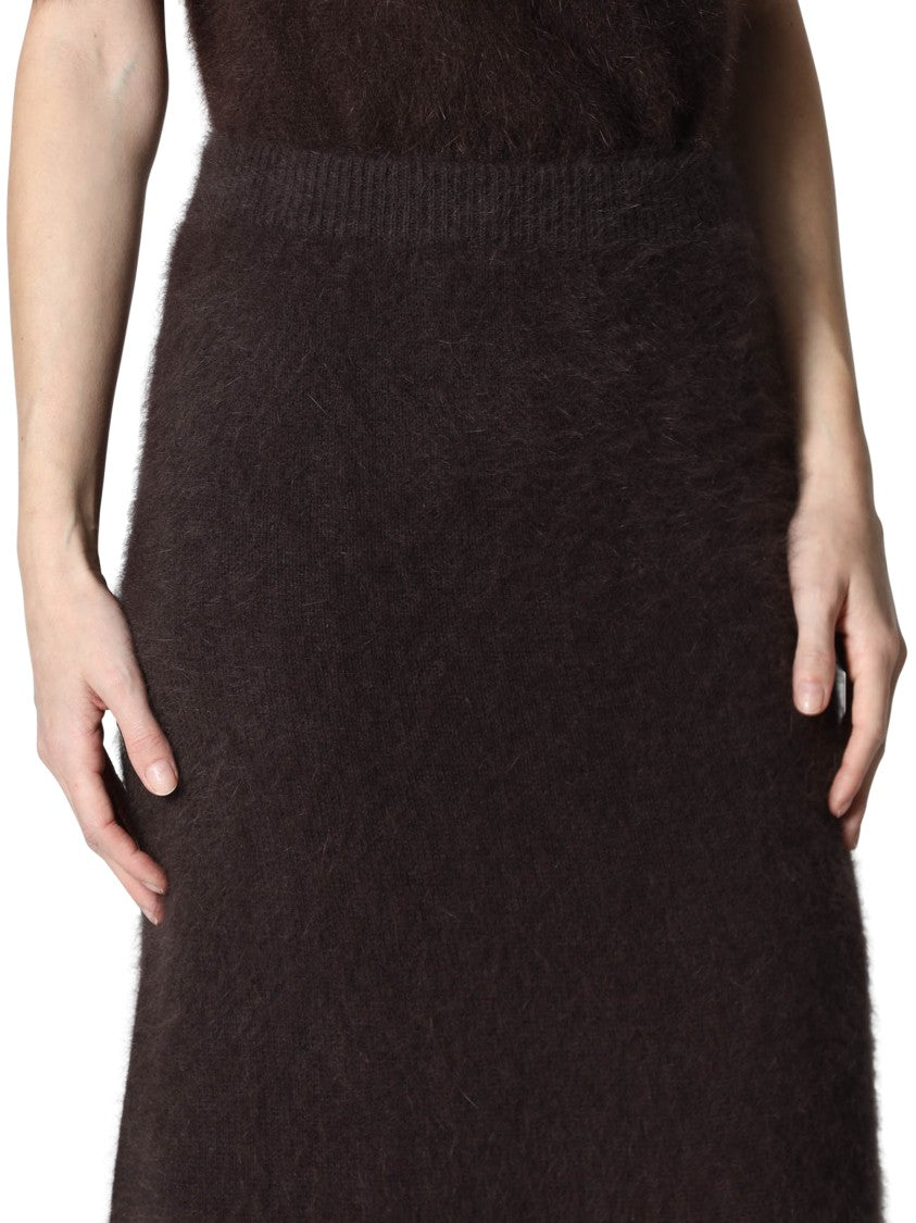 Roberto Collina Fuzzy Angora-Blend A-Line Midi Skirt