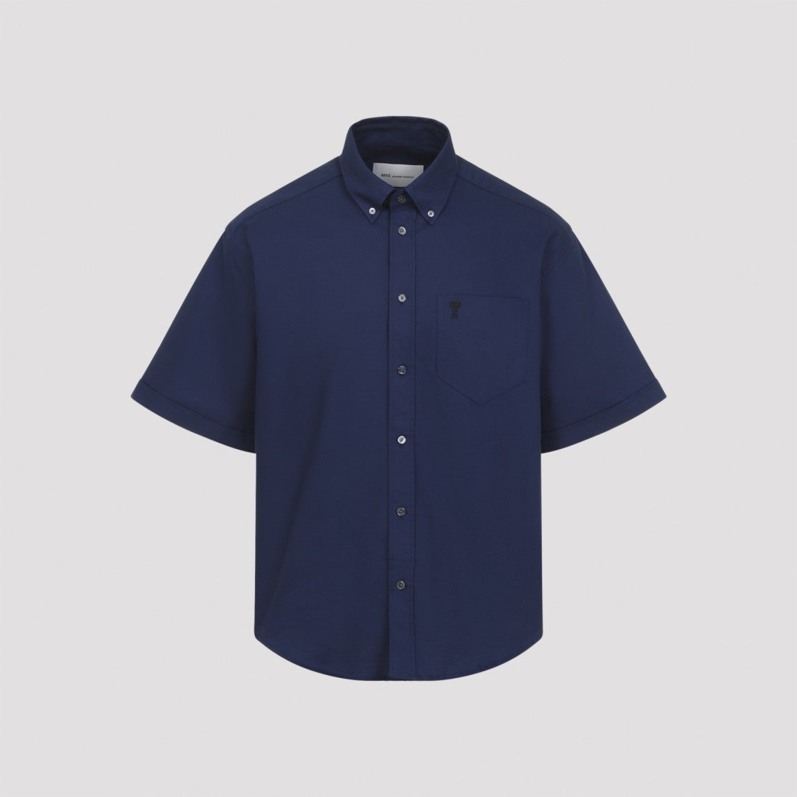Ami Paris Relaxed Fit Blue Oxford Shirt With Button-Down Collar