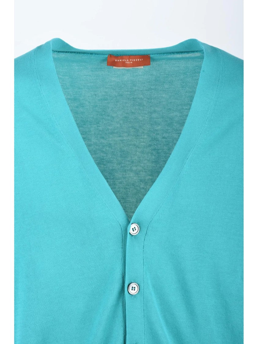 Daniele Fiesoli Aqua Green Button Cotton Cardigan