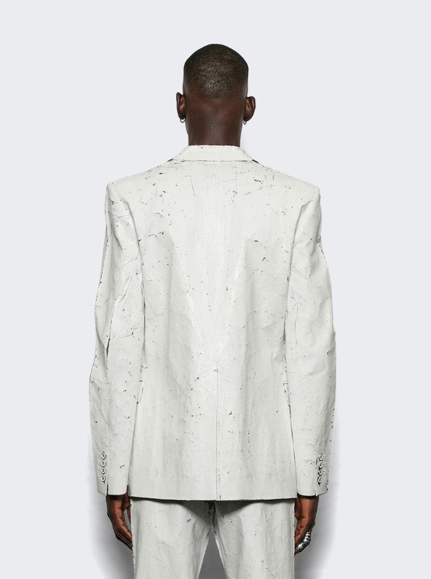 Mm6 By Maison Margiela Textured White Jacket With Button Closure