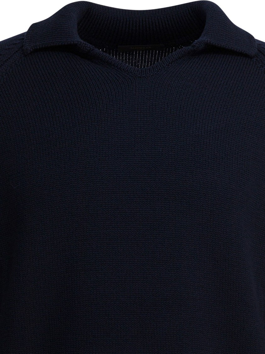 Zanone Blue Notte Slim Fit Wool Polo Sweater