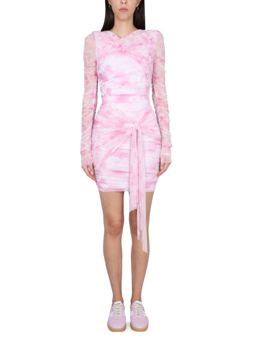 Msgm Fitted Mini Dress With Sheer Sleeves