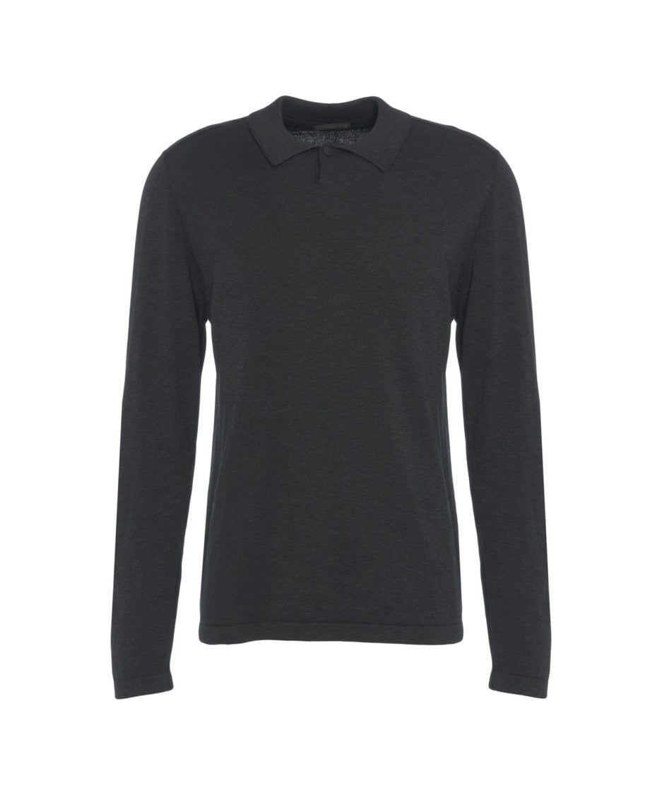 Transit Long-Sleeve Polo Shirt In Premium Wool Blend