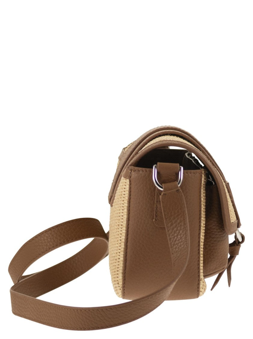 Hogan Trendy Flap Bag In Raffia And Leather