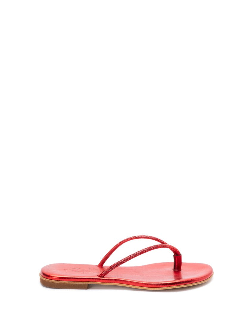Kima Red Sandals With Shimmering Straps