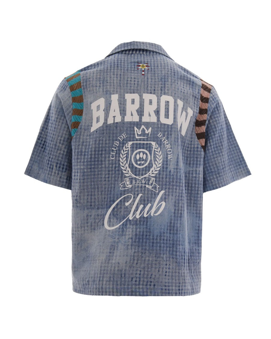 Barrow Bowling Collar Shirt With Micro-Checkered Pattern