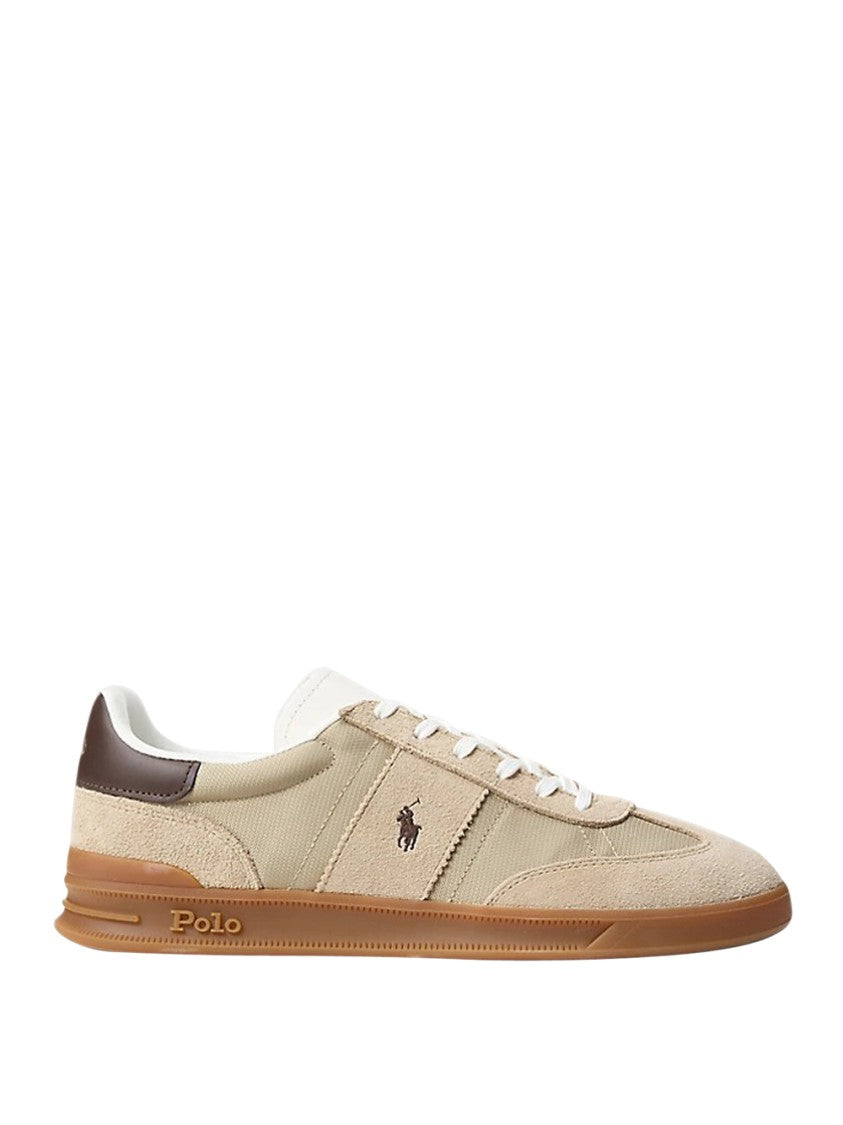 Polo Ralph Lauren Beige Low-Top Sneakers With Suede And Mesh Panels