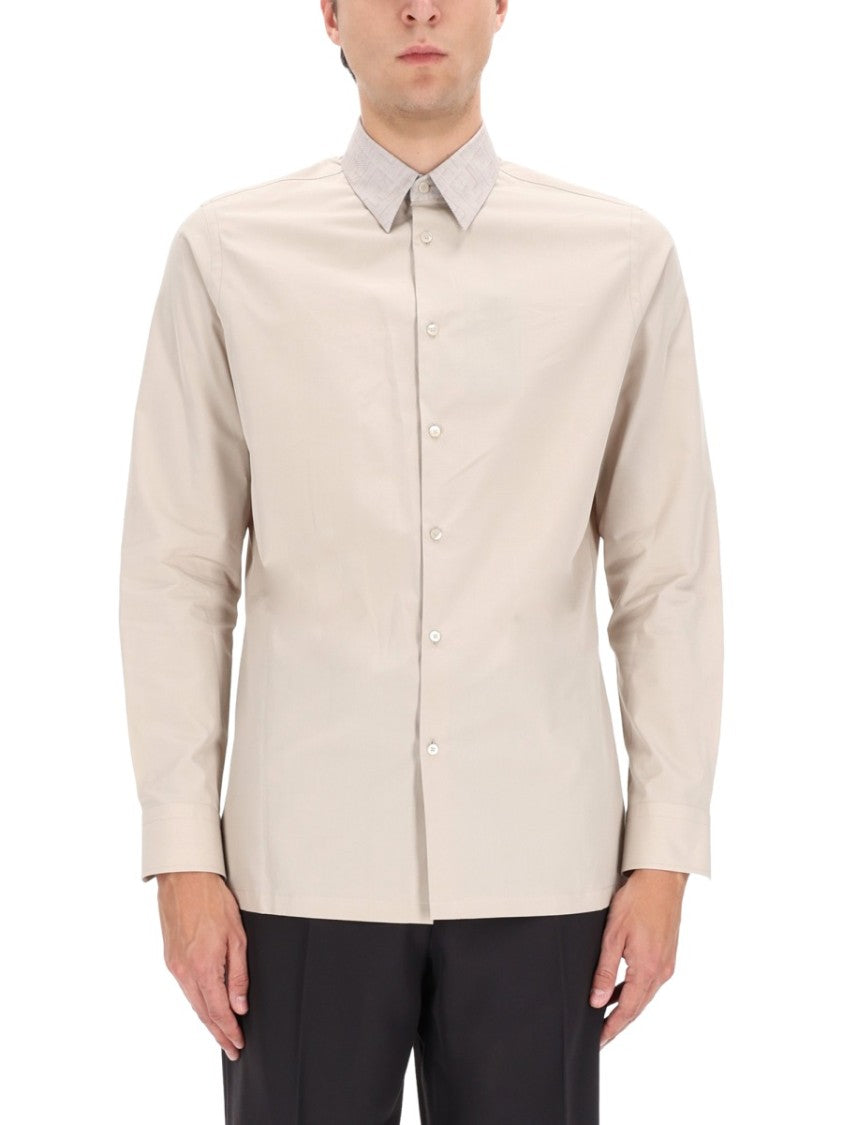 Fendi White Cotton Pointed Collar Shirt