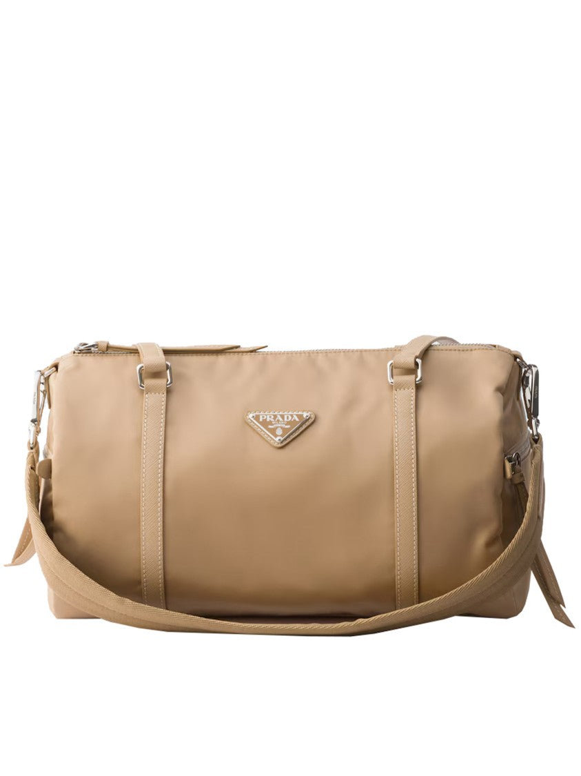 Prada Neutral Bauletto Matte Finish Handbag