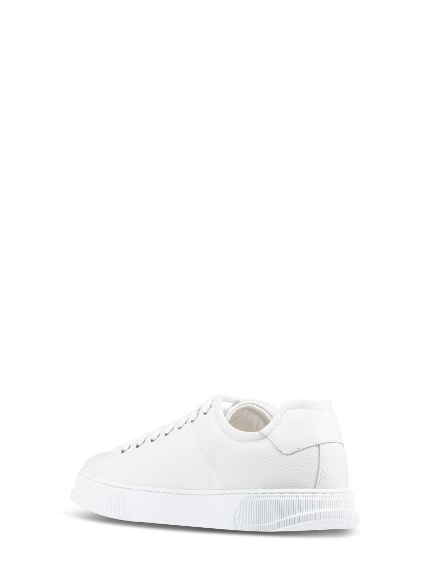 Ferragamo White Leather Sneakers With Classic Lace-Up Design