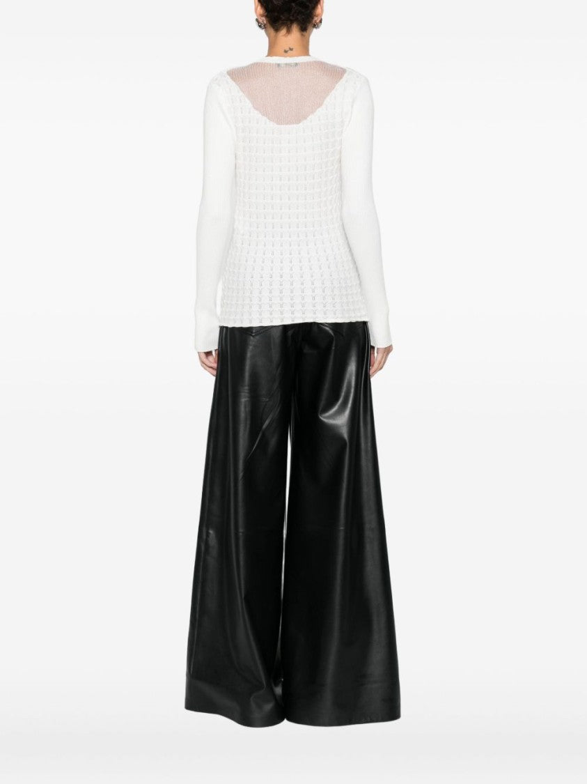 Twin-Set Textured Knit Sweater With Layered Collar Detail