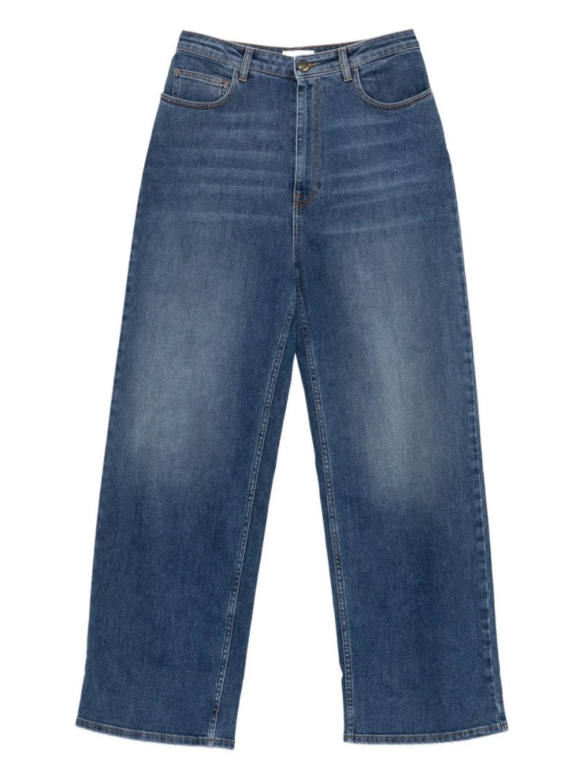 Fabiana Filippi Classic Blue Wide-Leg Jeans With Traditional Design Elements