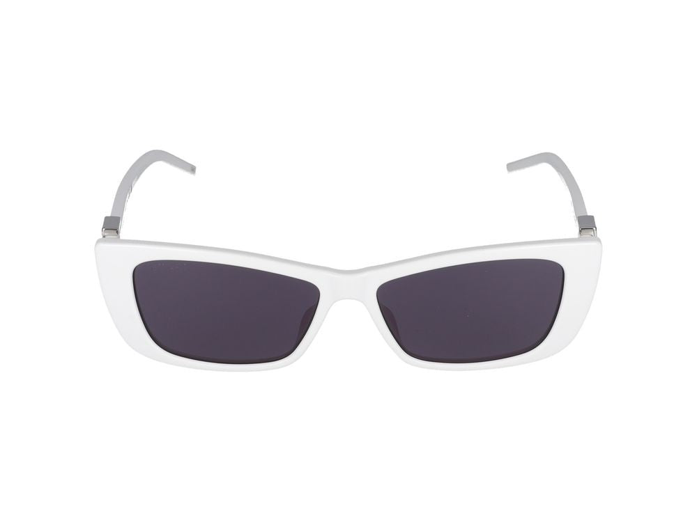 Gucci White Injected Dark Grey Rectangular Sunglasses