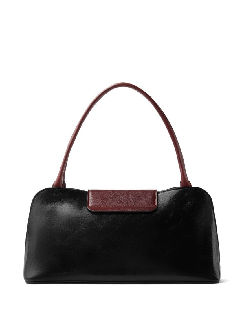 Versace Rectangular Handbag In Smooth Black Silk And Nylon
