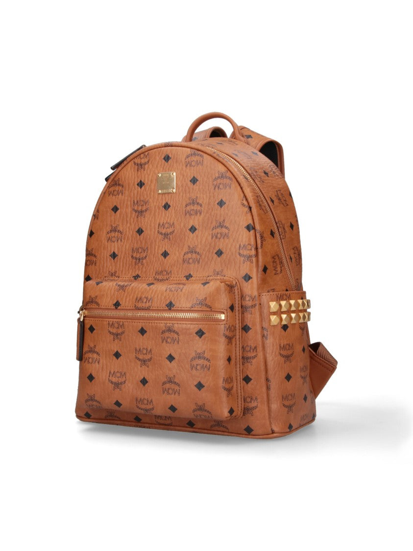 Mcm “Stark” Studded Backpack – Brown