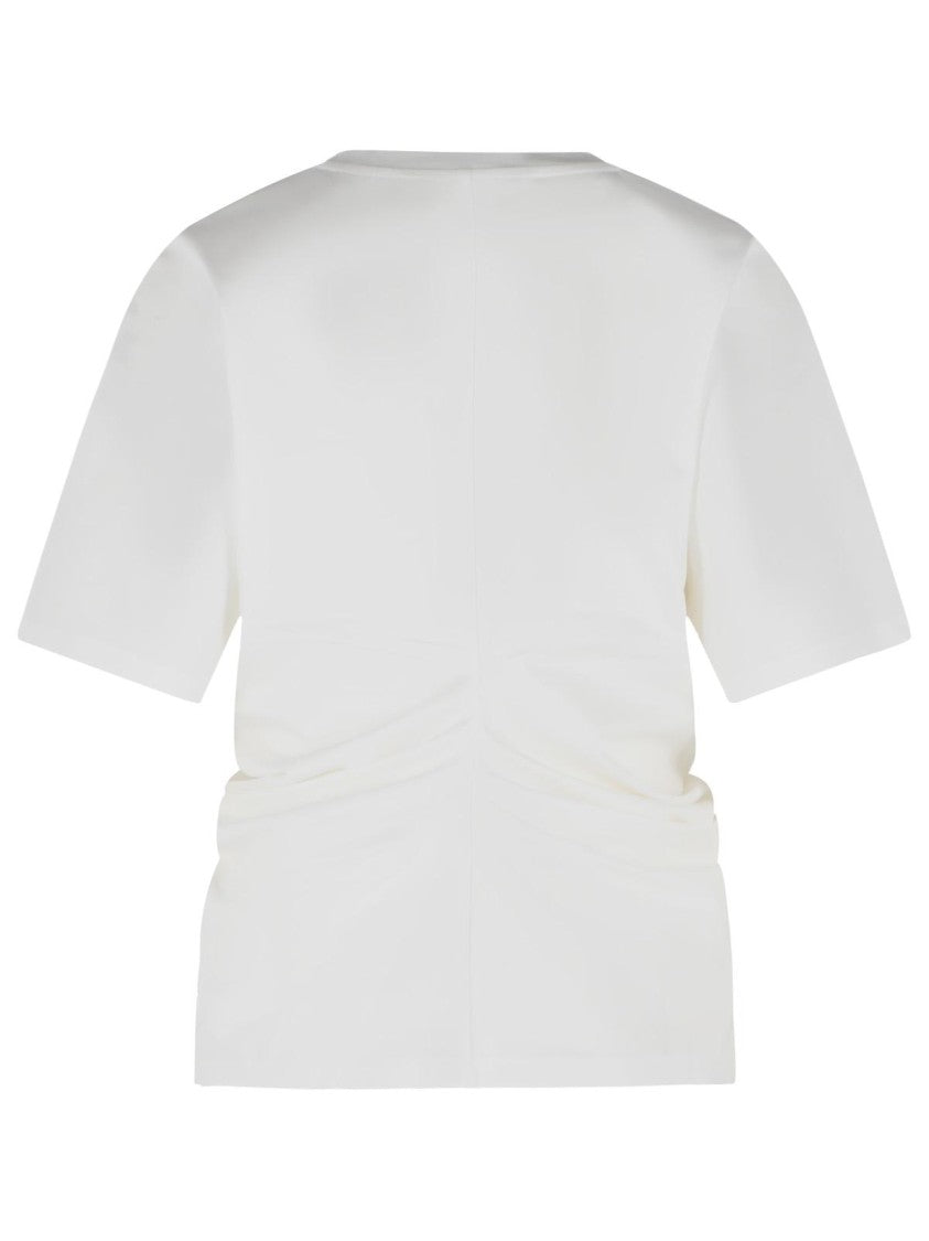 Róhe Draped T-Shirt In White Cotton Blend