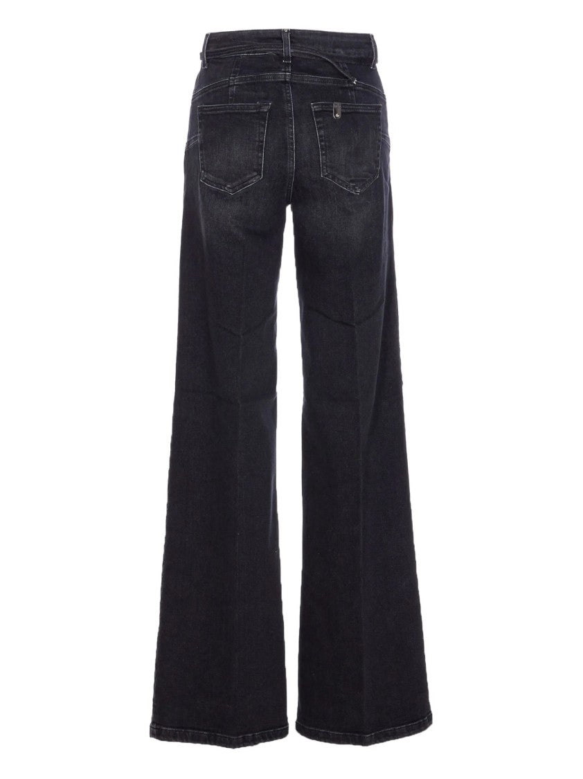 Liu Jo High-Waisted Wide-Leg Black Jeans With Belt Detail