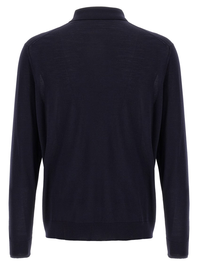 Kiton Wool Knit Polo Shirt With Classic Collar And Half-Zip Closure