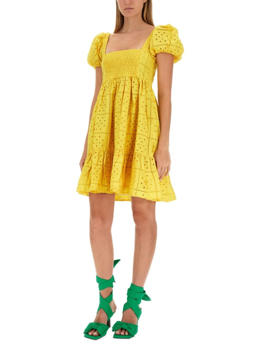 Ganni Puffed Sleeve Mini Dress