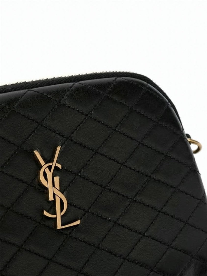 Saint Laurent Quilted Lambskin Crossbody Bag With Gold-Tone Ysl Logo