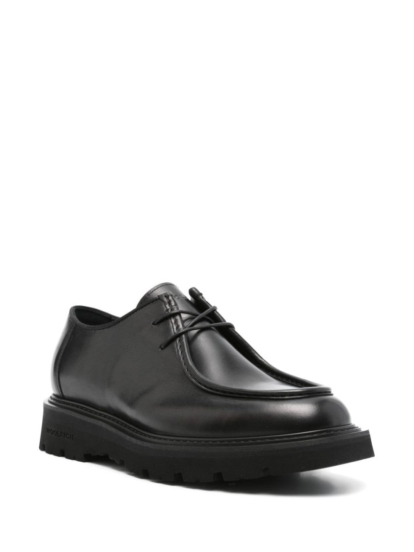 Woolrich Polished Black Calfskin Low Shoes