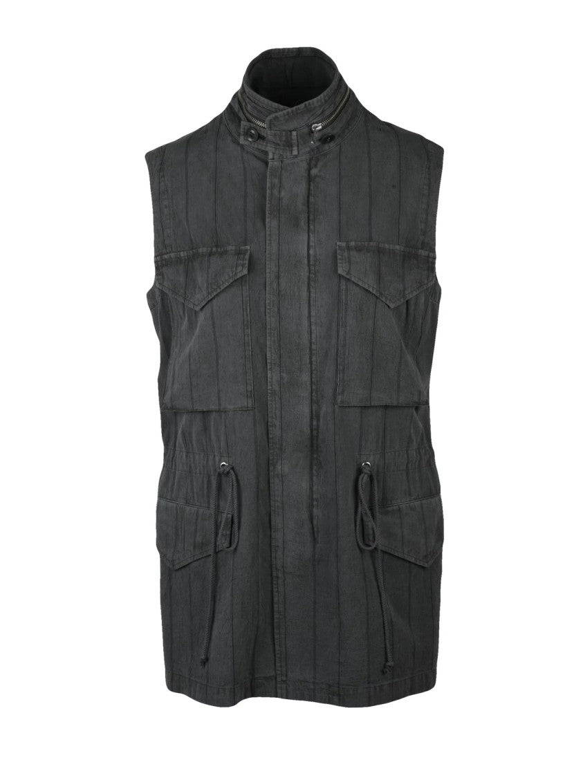 Yohji Yamamoto Grey Zip Cotton Flap Pocket Vest