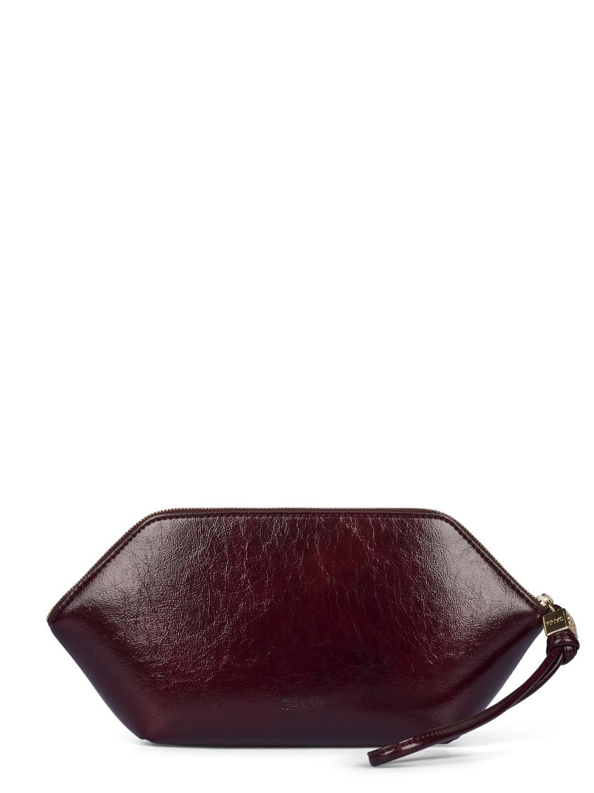 Ganni Textured Geometric Zip Clutch