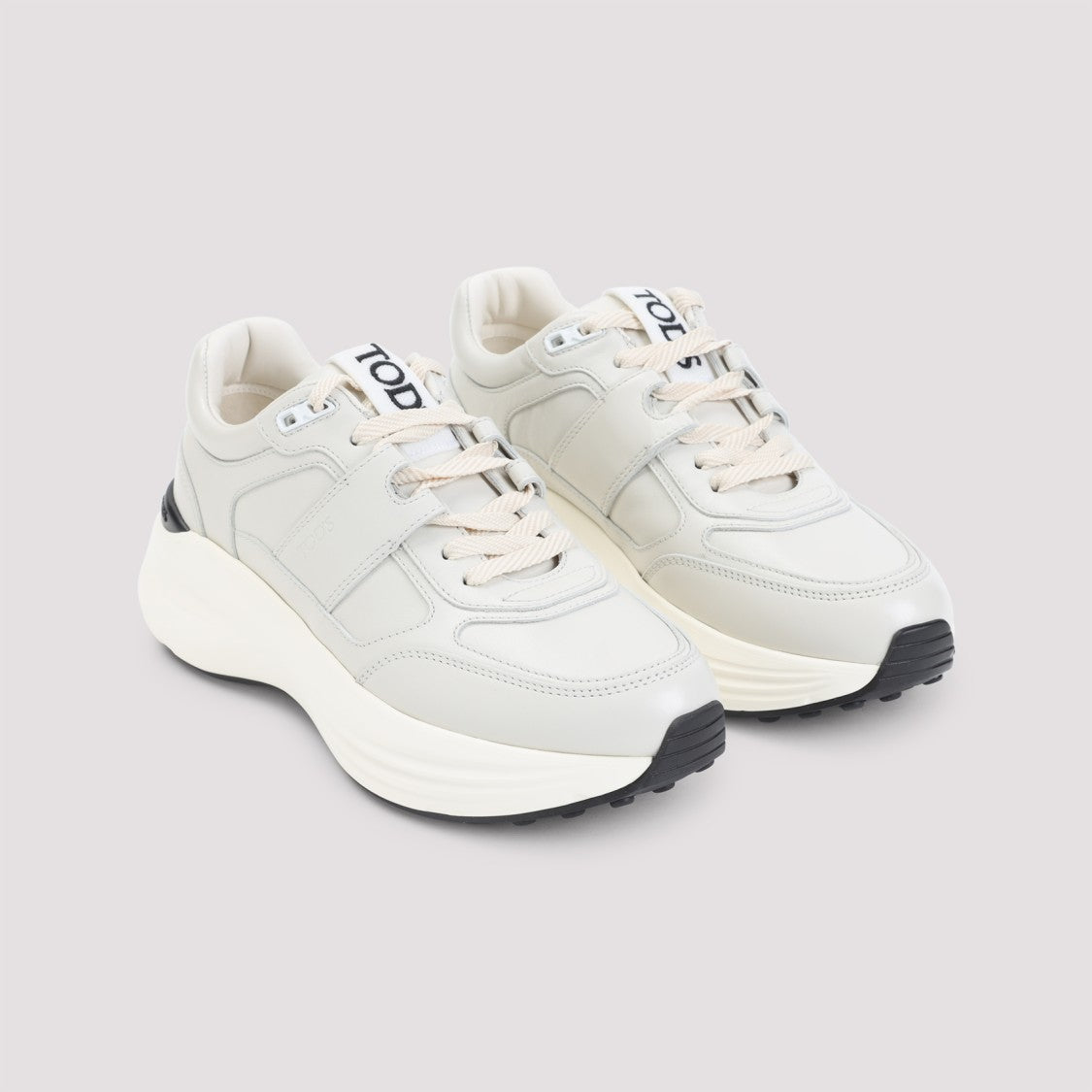 Tod's White Leather Sneakers With Rubber Sole
