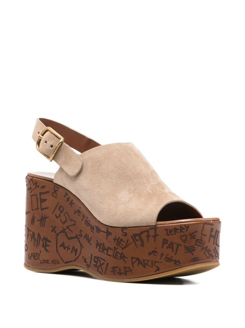 Chloé Beige Suede Platform Flats