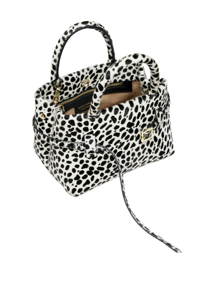 Manu Atelier Black Dalmatian Print Leather Shoulder Bag