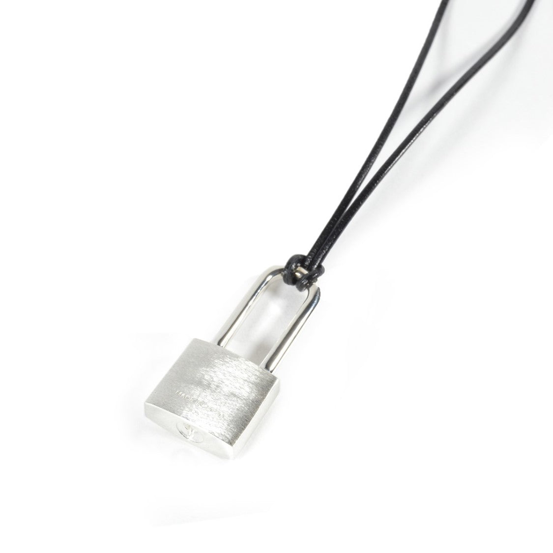 Ambush Long Leather Necklace With Silver Padlock