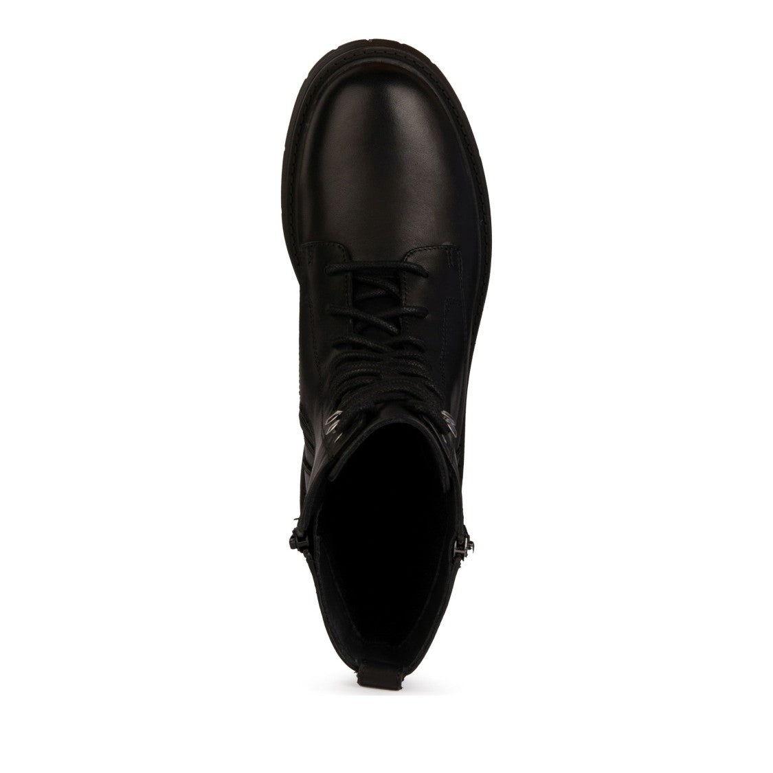 Geox Black Spherica Ec7 Lace-Up Rugged Sole Leather Ankle Boots