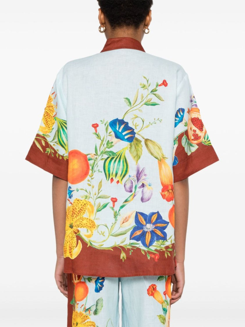 Alemais Light Blue Floral Print Dahlia Shirt