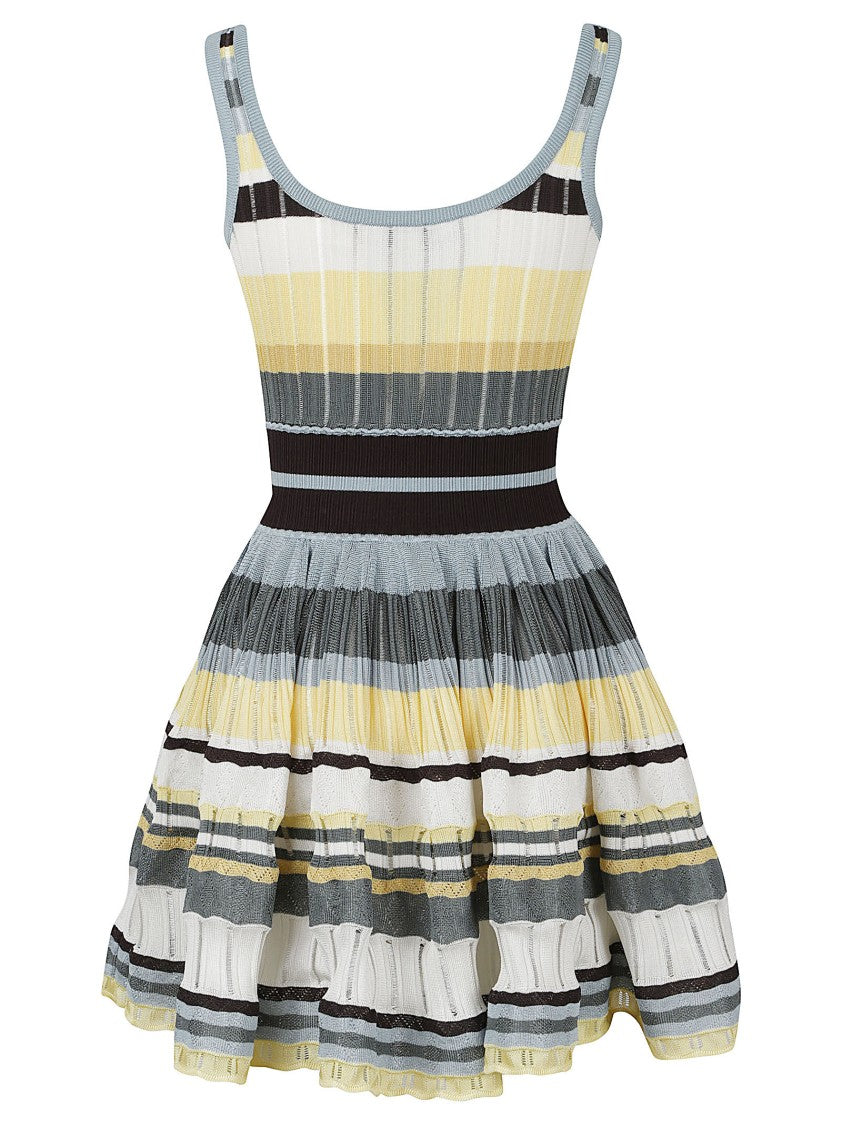 Alaïa Crinoline Knit Mini Dress With Wide Scoop Neckline And Flared Skirt