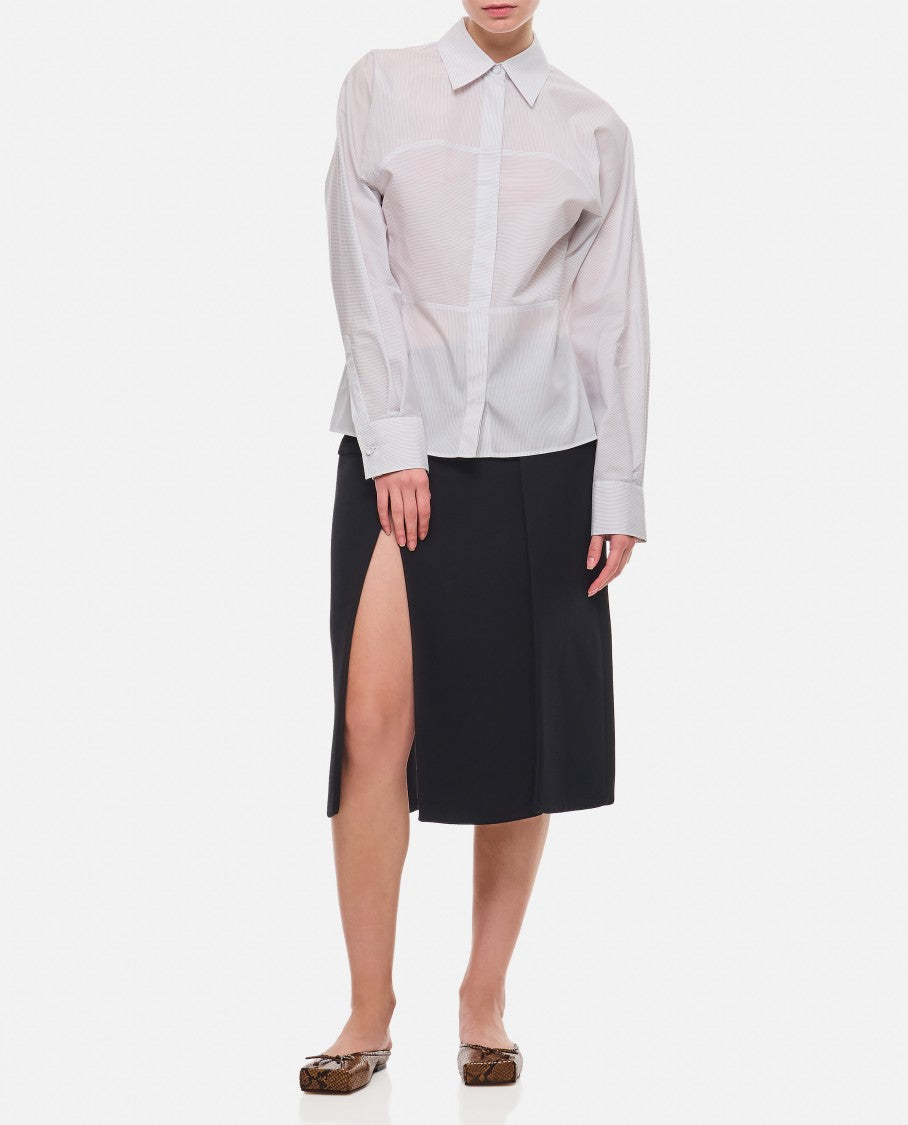 Khaite Kick-Pleat Midi Skirt