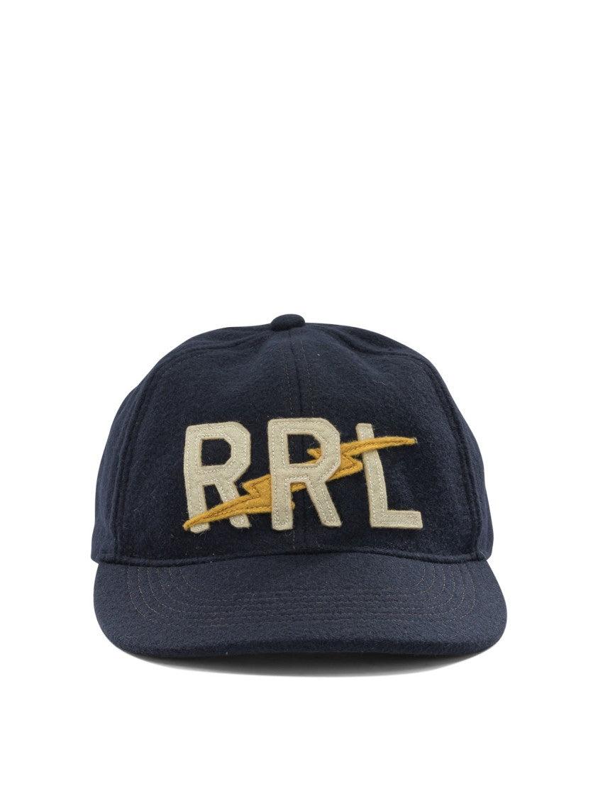 Rrl By Ralph Lauren Structured Navy Blue Cap With Embroidered Logo And Adjustable Strap