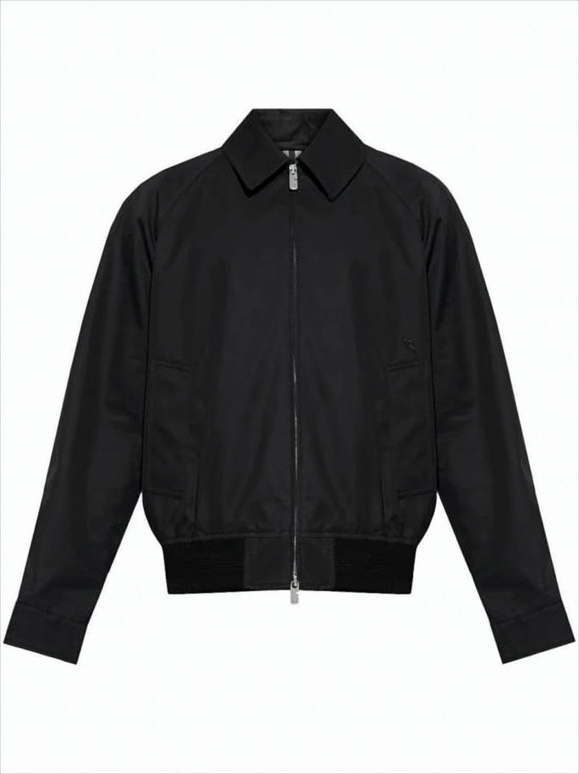 Burberry Minimalist Black Jacket With Zip Closure