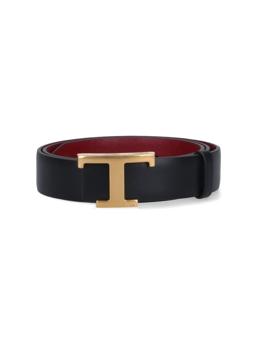 Tod's Reversible 'T Timeless' Belt – Black/Red