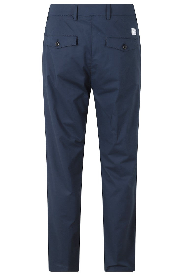 Department 5 Navy Blue Prince Pence Chino Pleats Cotton-Blend Chino Pants