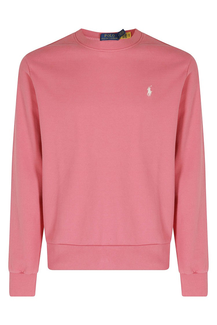 Polo Ralph Lauren Pale Red Stitched Logo Ribbed Trim Cotton Sweatshirt